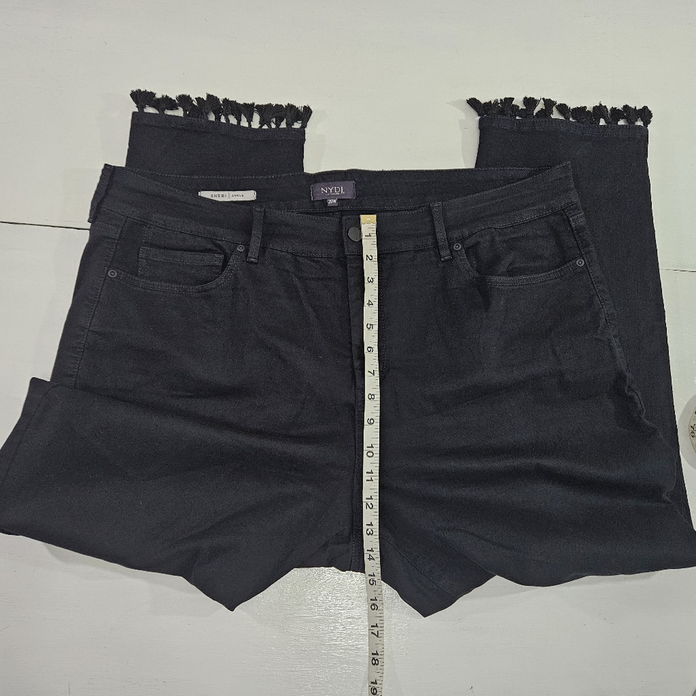 NYDJ Sheri Ankle Black Fringe Pants Womens Size 20W - Picture 5 of 14